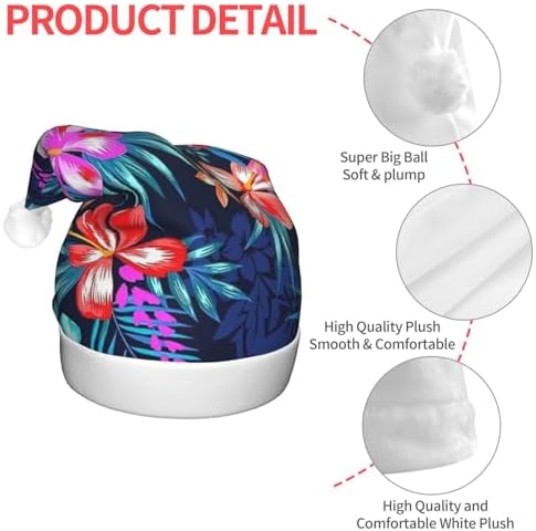 Qin Zheng Floral Blue Santa Hat with LED Lights