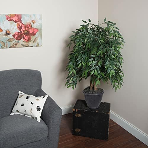 Vickerman 4 Foot Artificial Green Smilax Bush in Gray Container