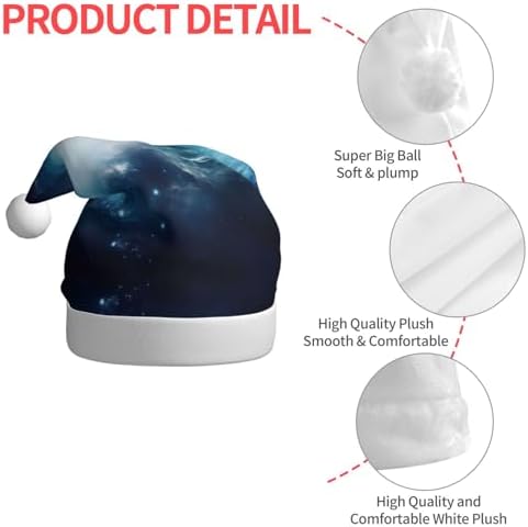 Galaxy Print Christmas Santa Hat Plush Funny for Adults