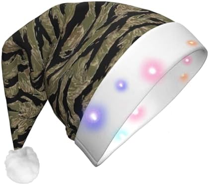 QINZHENG Tiger Stripe Camo Santa Hat with LED Lights