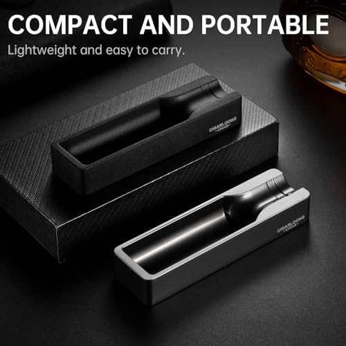 Cigar Ashtray Metal with Wide Cigar Slot Silver