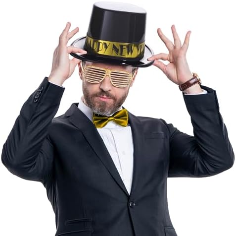Windy City Novelties Black Gold New Year Top Hat 2025