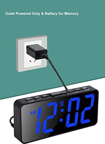 75 Inch Digital Alarm Clock with Dimmer and Dual Alarms