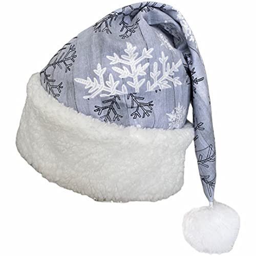 Gray Snowflake Santa Hat for Christmas Celebrations