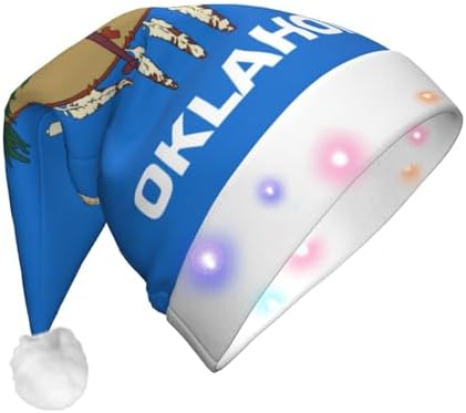 Oklahoma State Flag Christmas Hat with LED Lights 1