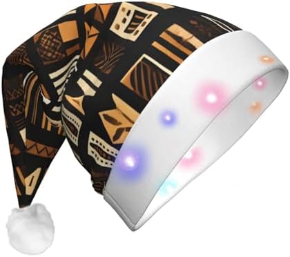 QINZHENG LED Christmas Santa Hat with Tribal Print