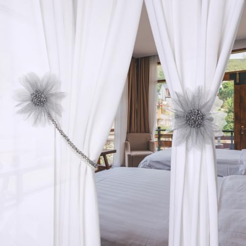 SUQ I OME 2 Pack Crystal Flower Magnetic Curtain Holdback