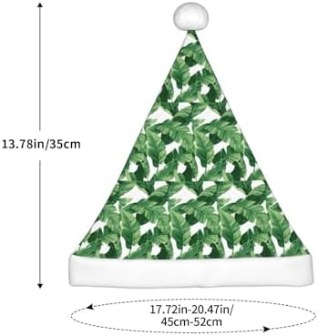 Cute Green Palm Leaves Print Santa Hat Small Size