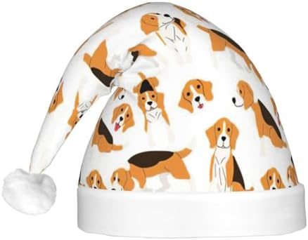 Beagle Dog Print LED Light Up Santa Hat for Adults