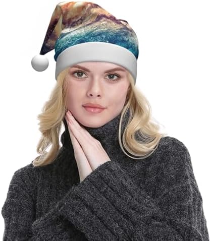 QINZHENG Galaxy Print Santa Hat for Women