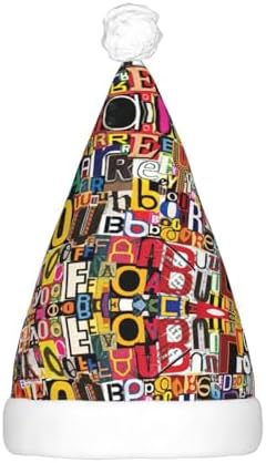 Letter Number Print Santa Hat Plush Light Up Winter Party Hat