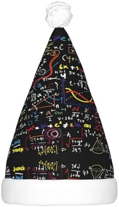 Math Formula Print LED Christmas Santa Hat Plush for Adults