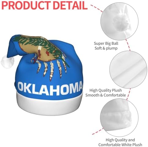 Oklahoma State Flag Christmas Hat with LED Lights
