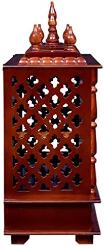 Craftlia Brown Wood Rustic Temple with Light Drawer and Shelf