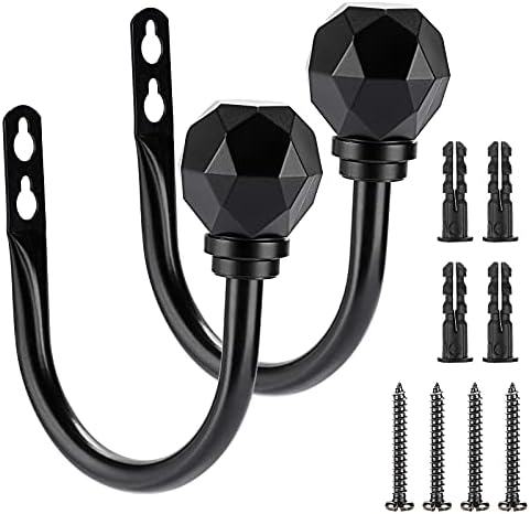 Sumnacon 2Pcs Metal Curtain Holdbacks - Black Wall Mount Holdbacks