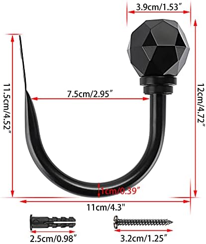 Sumnacon 2Pcs Metal Curtain Holdbacks - Black Wall Mount Holdbacks