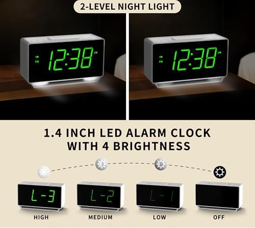 iTOMA Dual Alarm Clock with Snooze and Night Light