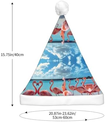Flock of Pink Flamingos Christmas Santa Hat with LED Light