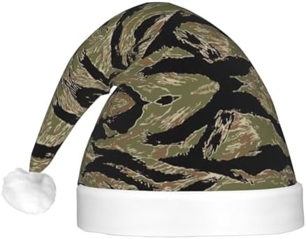 Tiger Stripe Camo Light Up Santa Hat for Adults 1