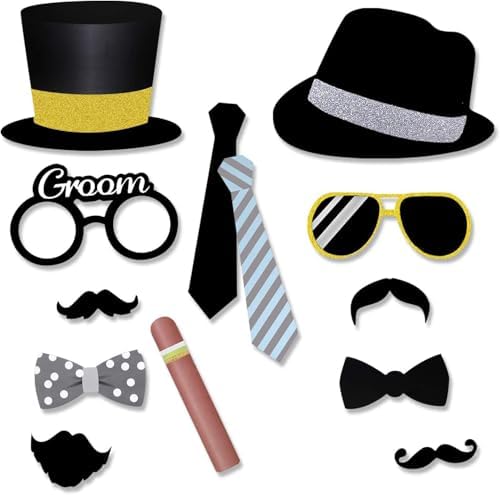 52Pcs Wedding Photo Booth Props - Gold Dust Cute Decorations