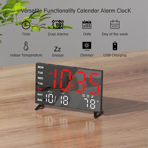 Haimiage Mirror Digital Alarm Clock with Dual Alarms and Temperature Display
