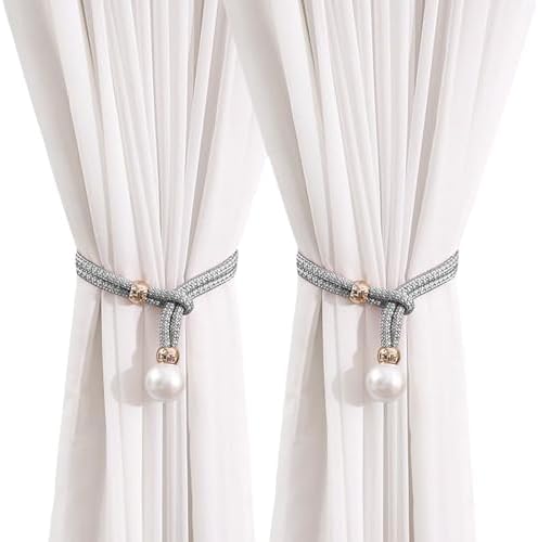 2 Pack Gray Handmade Curtain Tiebacks Holdbacks