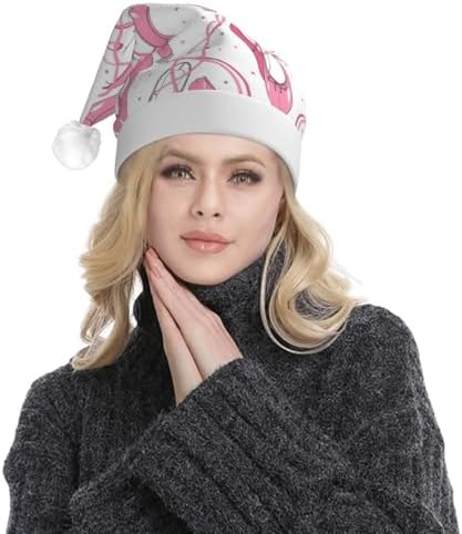 Pink Ballet Shoes Print Christmas Santa Hat for Adults