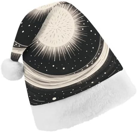 Santa Hat Black White Art Sun Moon Galaxy Christmas Party Headwear