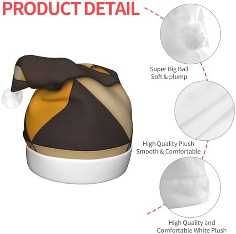 QINZHENG LED Santa Hat with Yellow Brown Triangles Print for Christmas Party