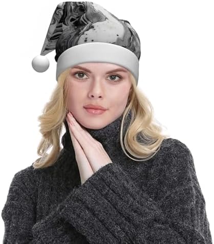 Qin Zheng Marble Texture Print Santa Hat for Women