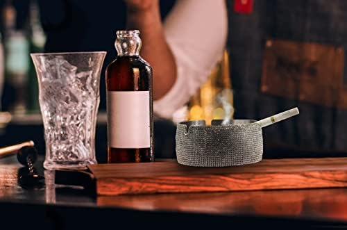 Silver Glitter Ashtray - Diamond Rhinestone Design