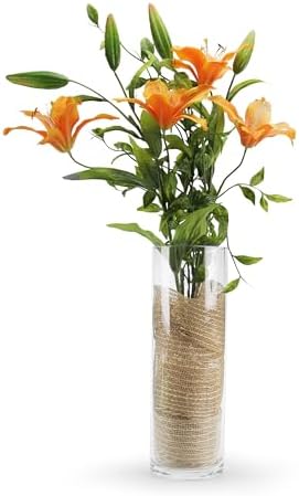 WGVI Thick Weighted Clear Cylinder Glass Vase 4 x 12