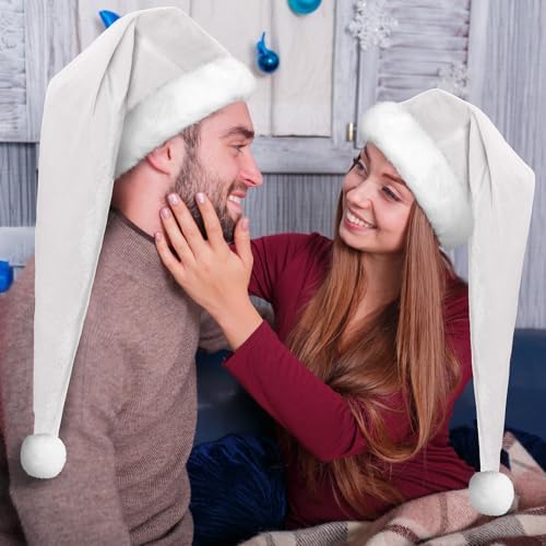Funnysoft 2 Pcs Velvet Santa Hat for Adults