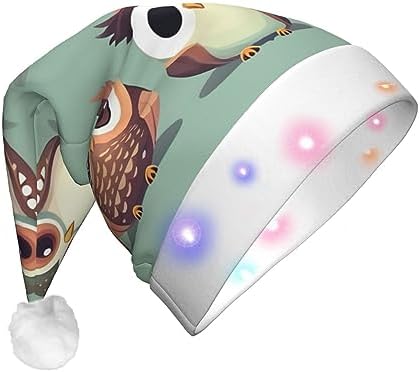 Qin Zheng Cartoon Owls LED Santa Hat for Christmas Party