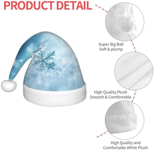 Blue Christmas Snowflake Print Santa Hat Small Size