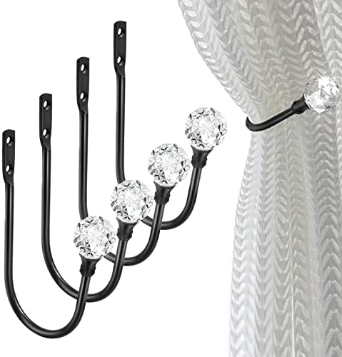 Crystal Curtain Holdbacks Black 4 Pack Heavy Duty