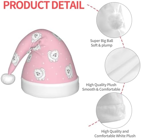 Pomeranians Puppies and Point Print Santa Hat Small Size