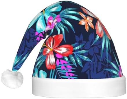 Qin Zheng Floral Blue Santa Hat with LED Lights