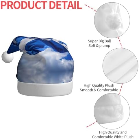 Blue Honduras Flag Santa Hat for Christmas Party Adult Plush