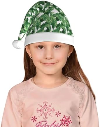 Cute Green Palm Print Christmas Santa Hat Small Size