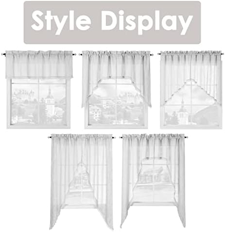 Beda Home Linen Textured Swag Valance - Grey 36x36 Inch 1 Pair