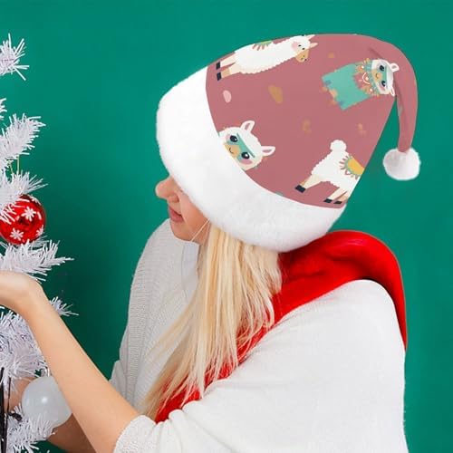 Santa Hat Cute Llama Pattern Christmas Headwear