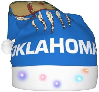 Oklahoma State Flag Christmas Hat with LED Lights 1