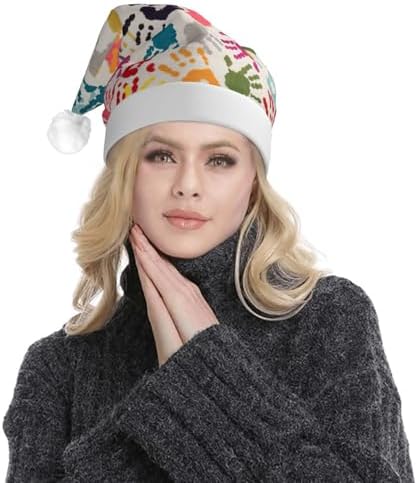 Hand Print Christmas Santa Hat Plush Light Up for Adult