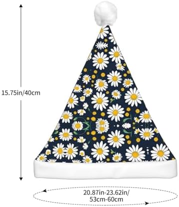 Floral Daisies Print LED Christmas Santa Hat for Adults