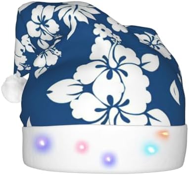 Hawaii Flower Print Light Up Santa Hat for Adult Christmas Party