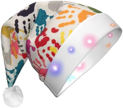 Hand Print Christmas Santa Hat Plush Light Up for Adult