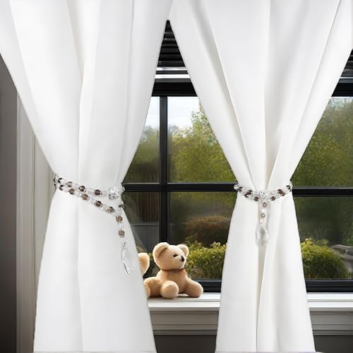 SUQ I OME Magnetic Crystal Beaded Curtain Tieback Gray