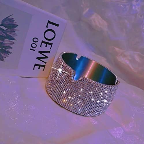 Silver Glitter Ashtray - Diamond Rhinestone Design