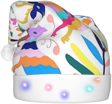 QINZHENG LED Christmas Santa Hat with Animal Print